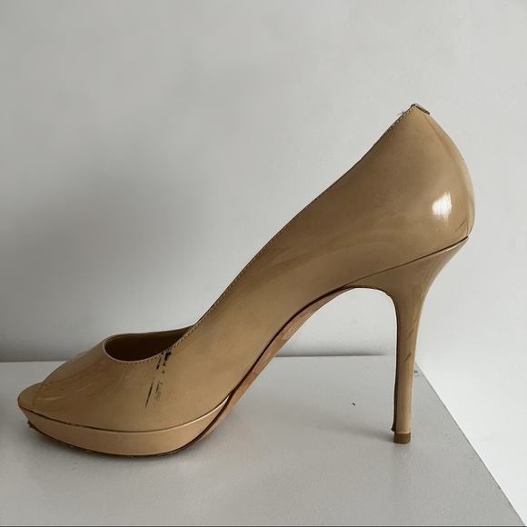 JIMMY CHOO Patent Leather Peep Toe Pump Heels - Picture 2 of 4